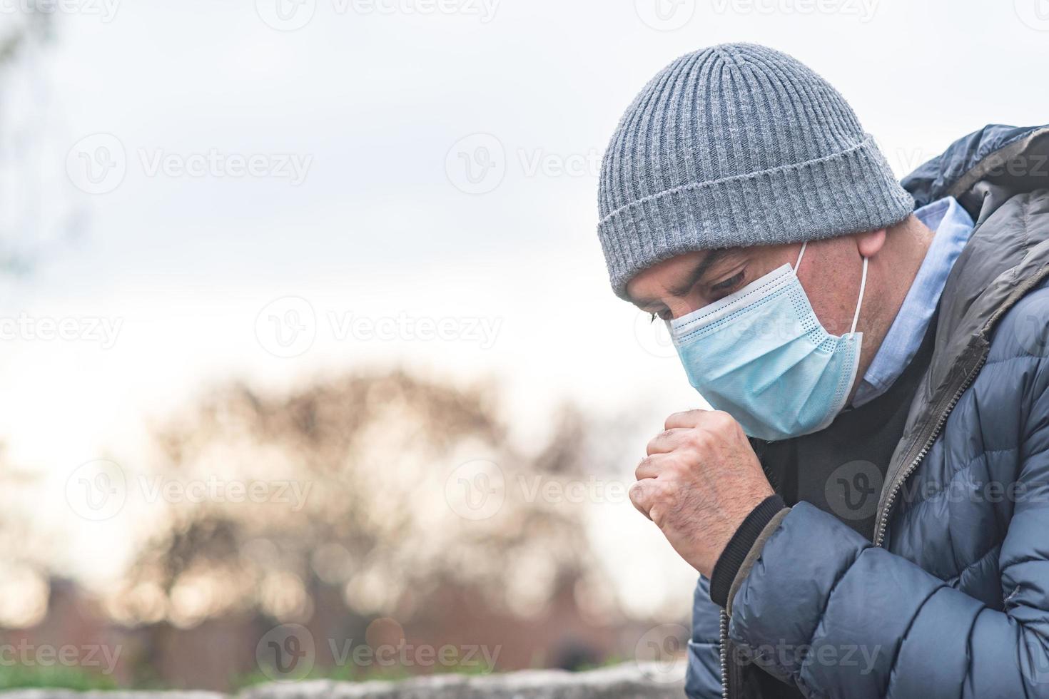 Incorrect way of sneezing or coughing photo