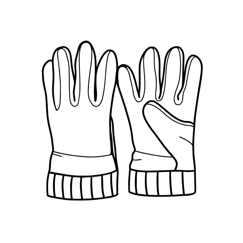 Guantes de senderismo aislados en un fondo blanco.Ilustración de vector de estilo doodle. guantes dibujados a mano