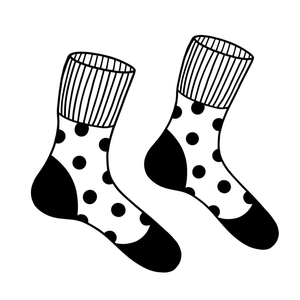 Knitted socks hand-drawn vector illustration in the style of Doodle. Winter warm Christmas stockings