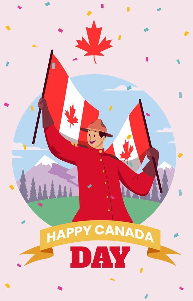 hombre celebra el día de canadá vector