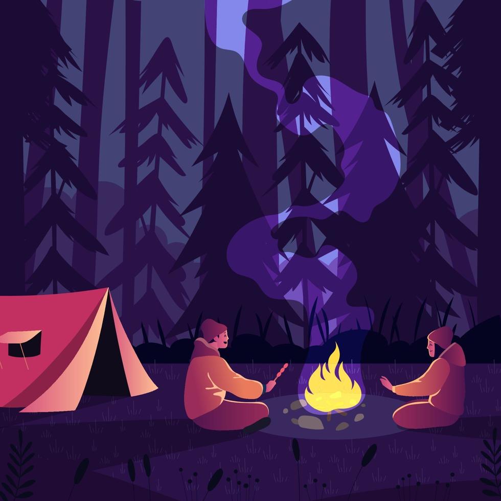 Camping Night In The Jungle vector