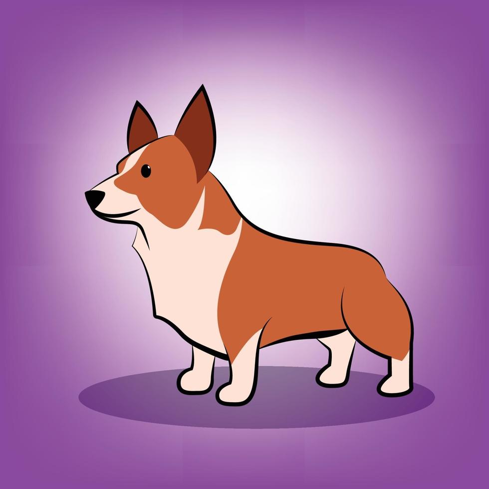 Ilustración de vector de dibujos animados lindo de un perro corgi