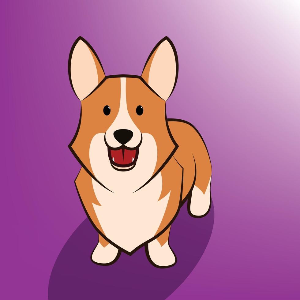 Ilustración de vector de dibujos animados lindo de un perro corgi