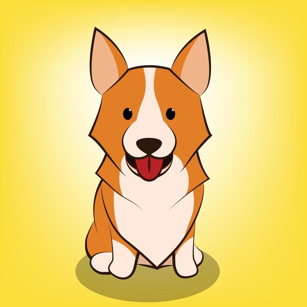 Ilustración de vector de dibujos animados lindo de un perro corgi