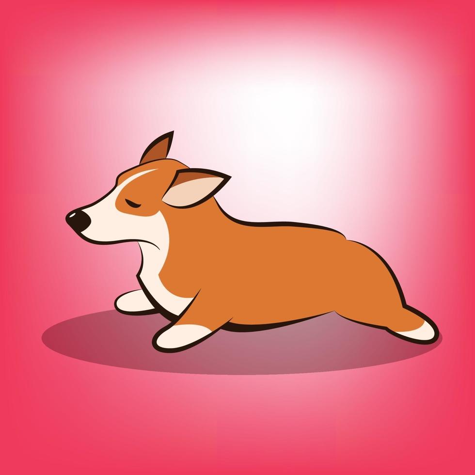 Ilustración de vector de dibujos animados lindo de un perro corgi