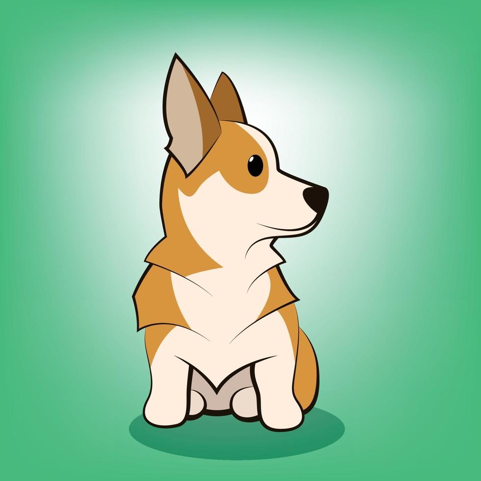 Ilustración de vector de dibujos animados lindo de un perro corgi