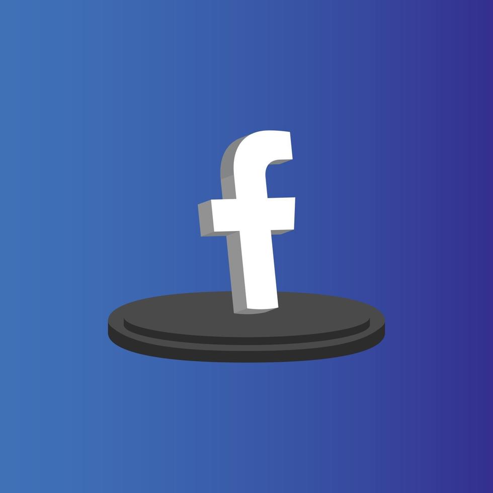 icono de facebook 3d de redes sociales vector