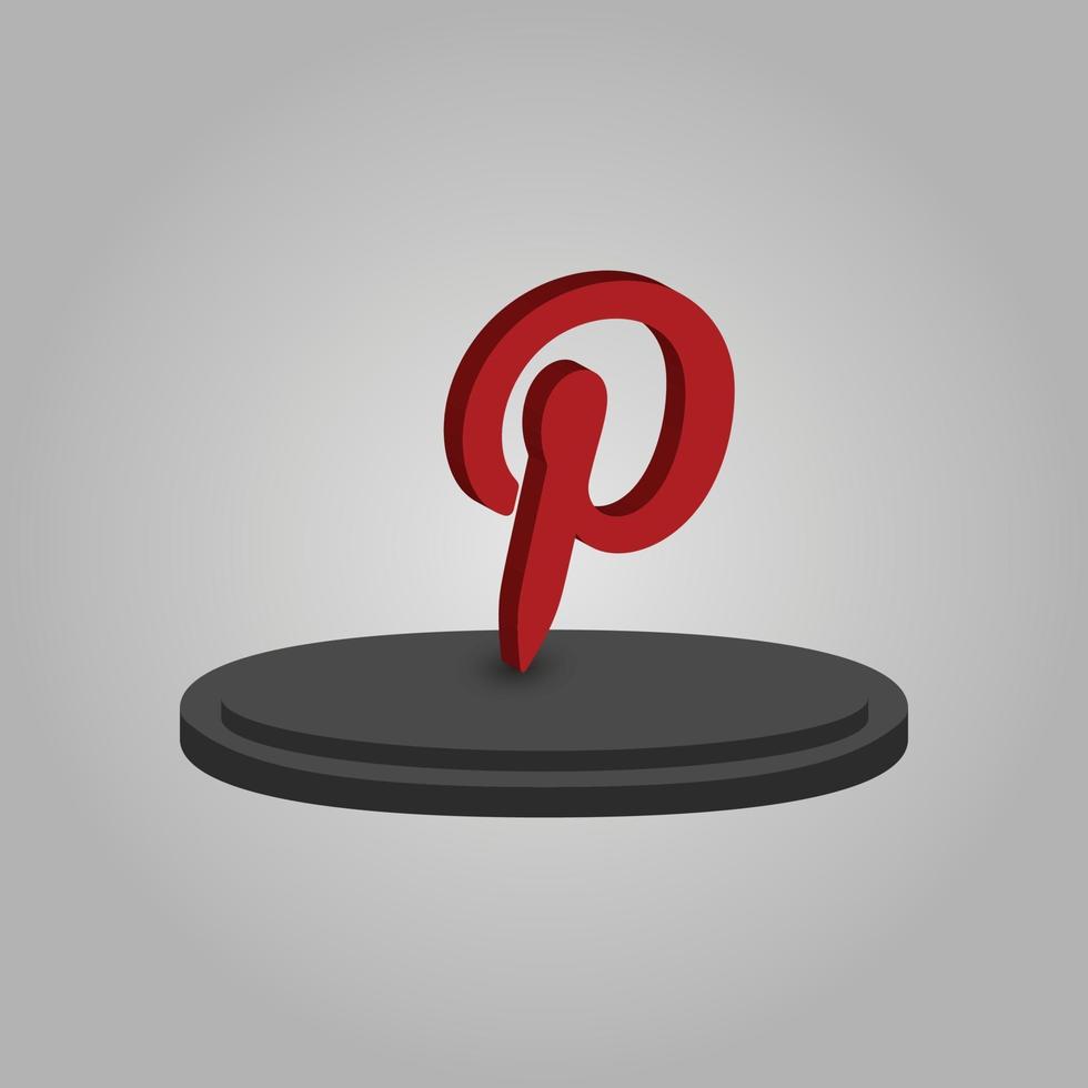 Pinterest logo social media 3d icon isolated vector