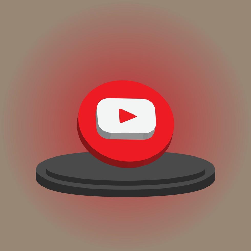 social media 3d youtube icon vector