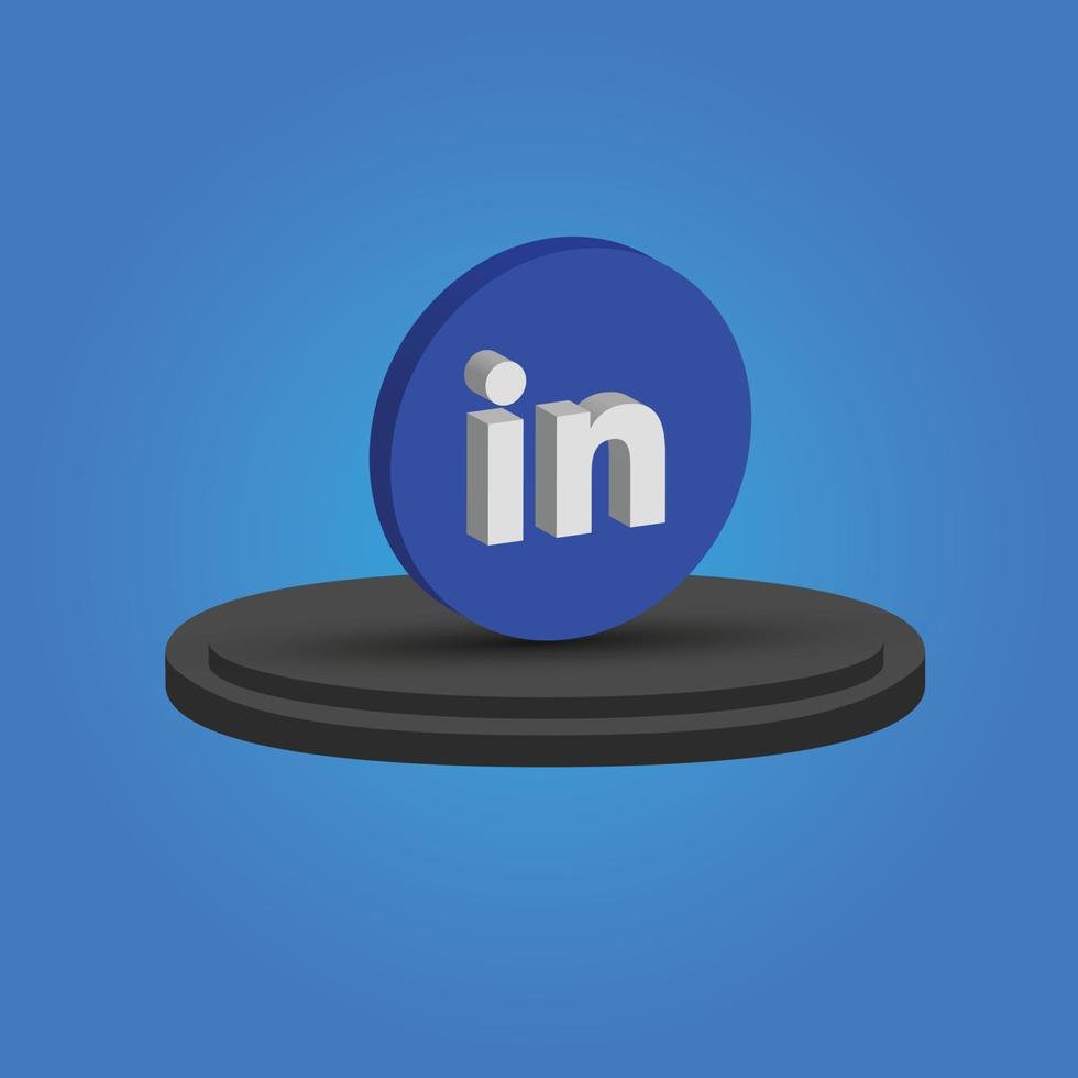 social media 3d linkedin render icon vector