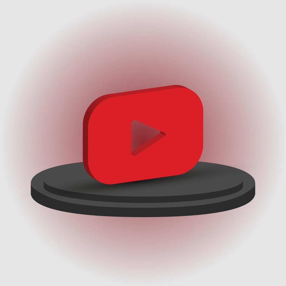 social media 3d render youtube icon vector