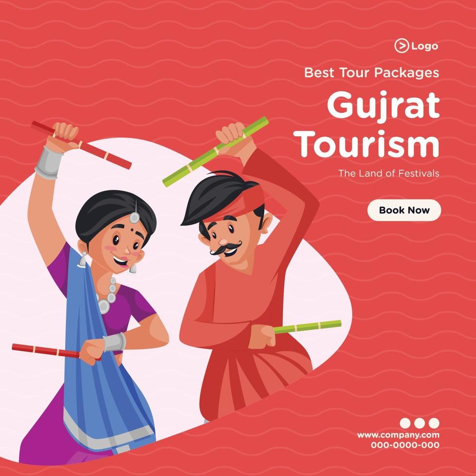 Banner design of best tour packages of gujrat tourism template vector