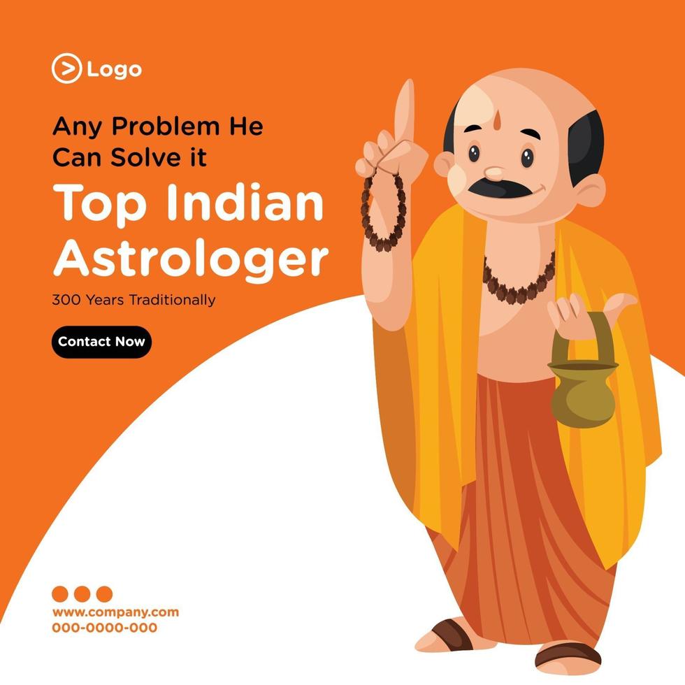 Banner design of top Indian astrologer template vector