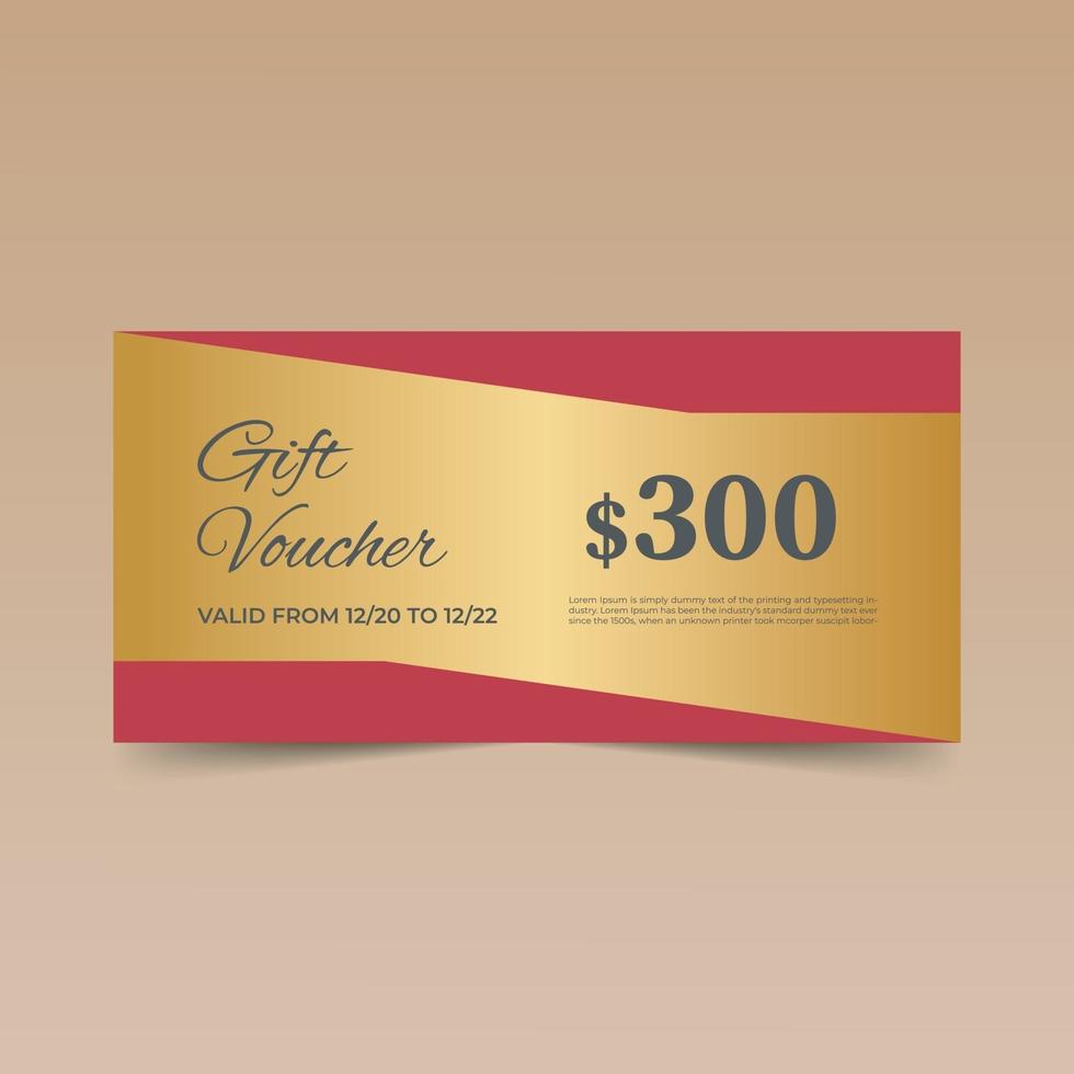 Golden Gift Voucher Design Template vector