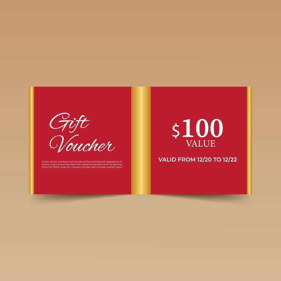 Red Gift Voucher Design Template vector