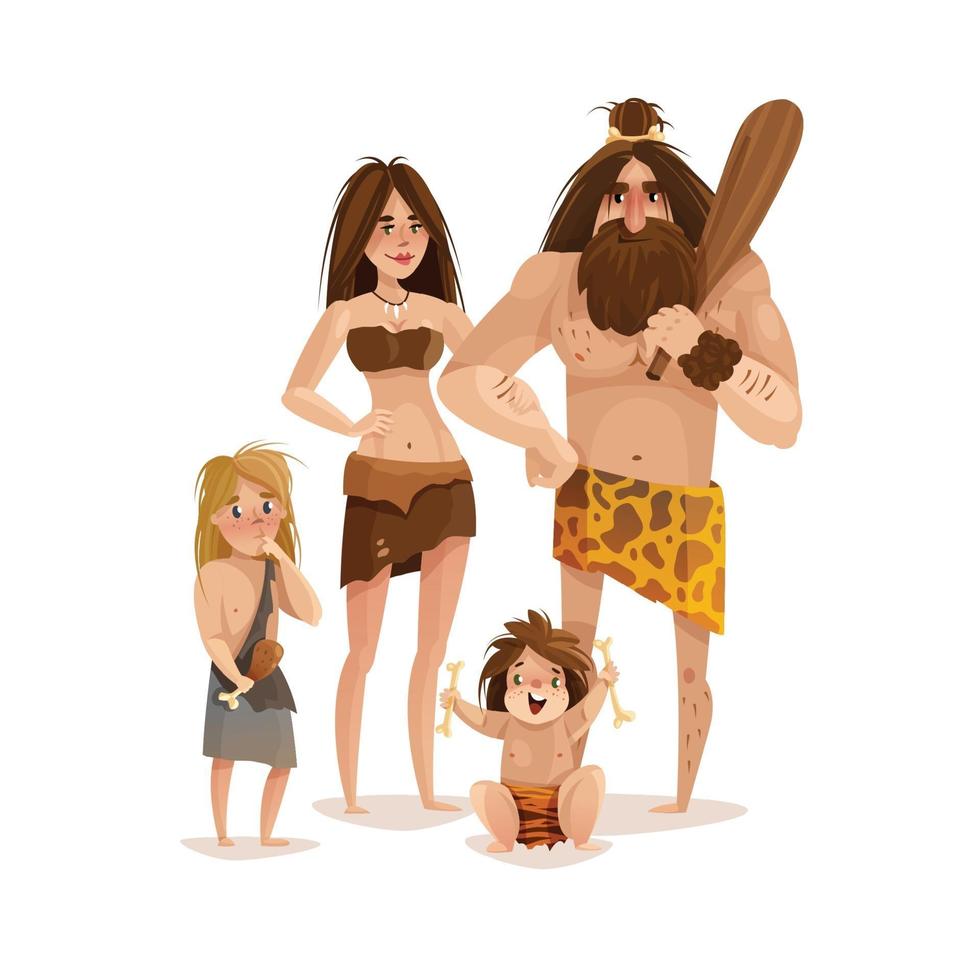 Caveman Family Design Concept Vector Illustration