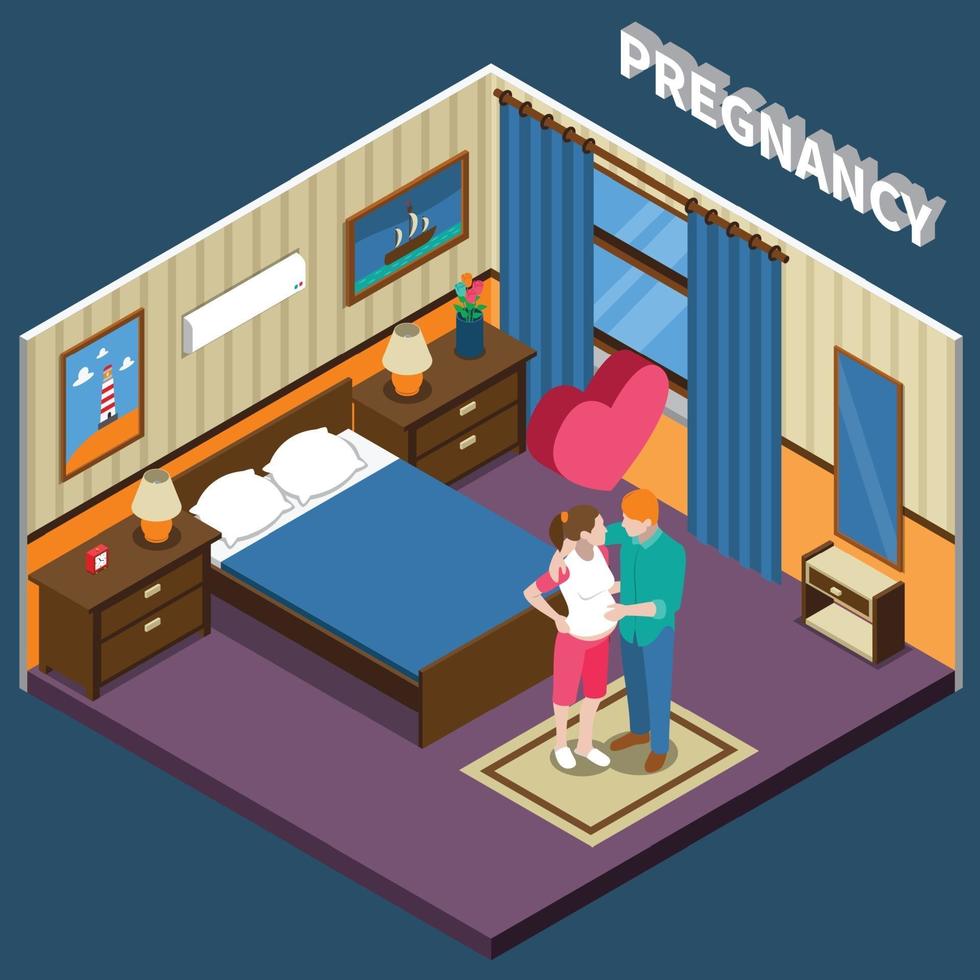 Pregnancy Isometric Composition Vector Illustration