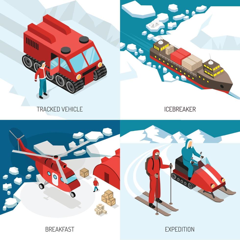 Arctic Polar Station Isometric Concept Vector Illustration