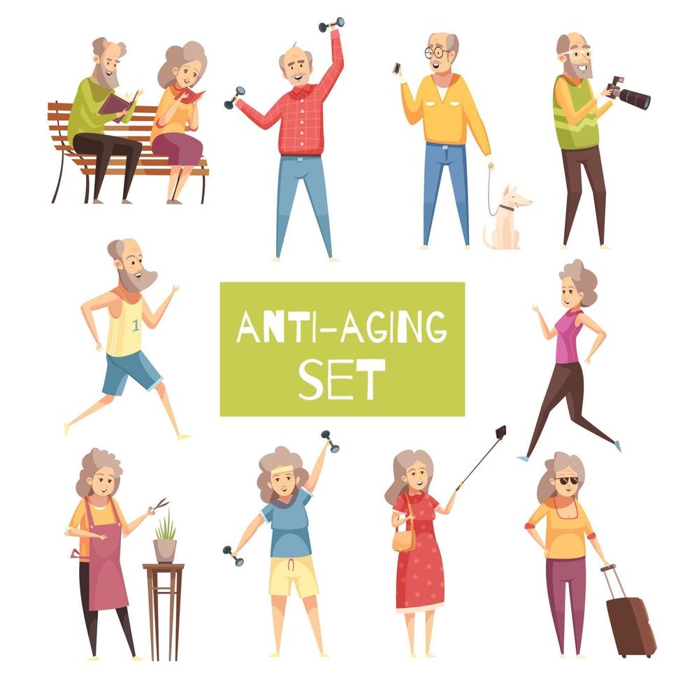 Anti Aging Icons Set vector