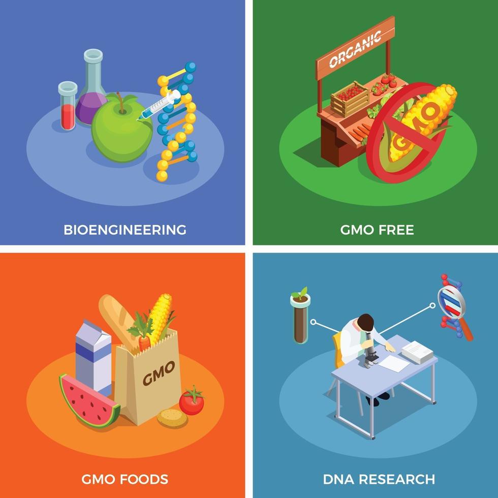 Genetically Modified Organisms Isometric Concept Vector Illustration