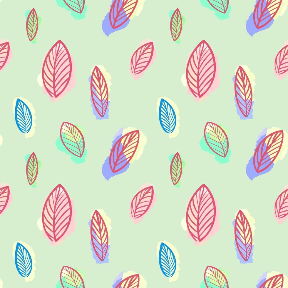 Leaf pattern.Seamless Botanical leaf pattern on a light green background. Digital illustration of leaves.Design for textiles, postcards, web vector