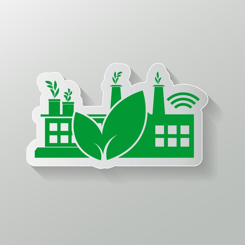 Ecología de fábrica, icono de la industria, energía limpia con ideas conceptuales ecológicas ilustración vectorial. vector