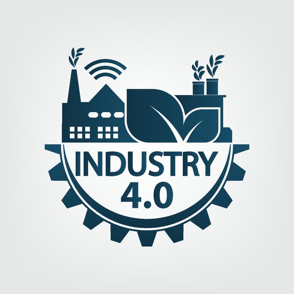 Industria 4.0 icono, logotipo de fábrica, concepto de tecnología ilustración vectorial. vector