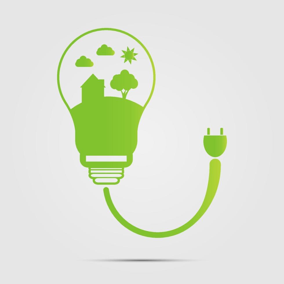 Energy saving digital design in light bulbs are energy-saving homes.vector illustrations vector