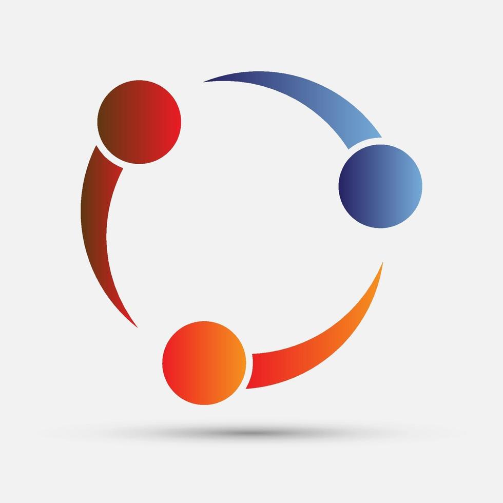 Logotipo de conexión de grupo de gráficos vectoriales personas en el círculo de trabajo en equipo. vector