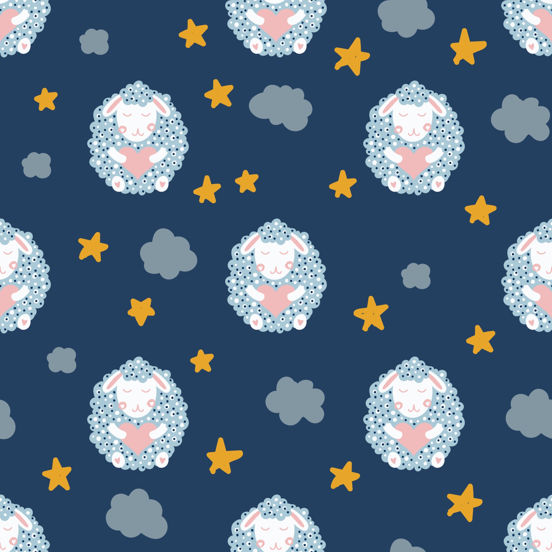 Cute sheep Star and cloud Nursery seamless pattern Vector kids illustration  2371265 Vector Art at Vecteezy