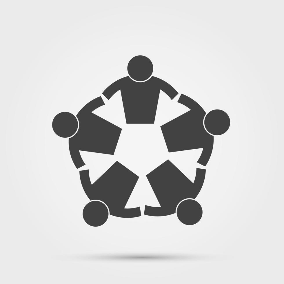 Group of five people in a circle.Teamwork meeting.people are meeting in the room. vector
