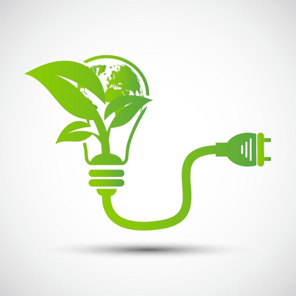 Ecology concept,the world is in the energy saving light bulb green,vector illustration vector