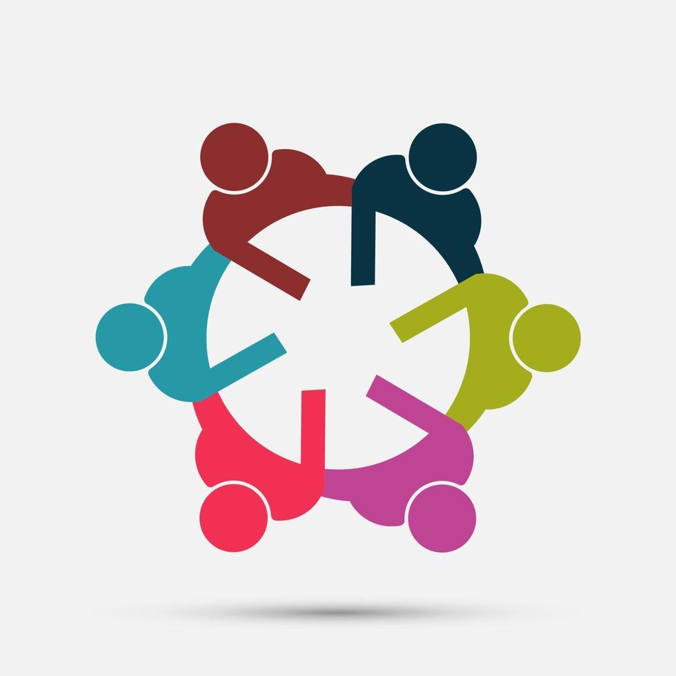 meeting room people logo.group of four persons in circle vector
