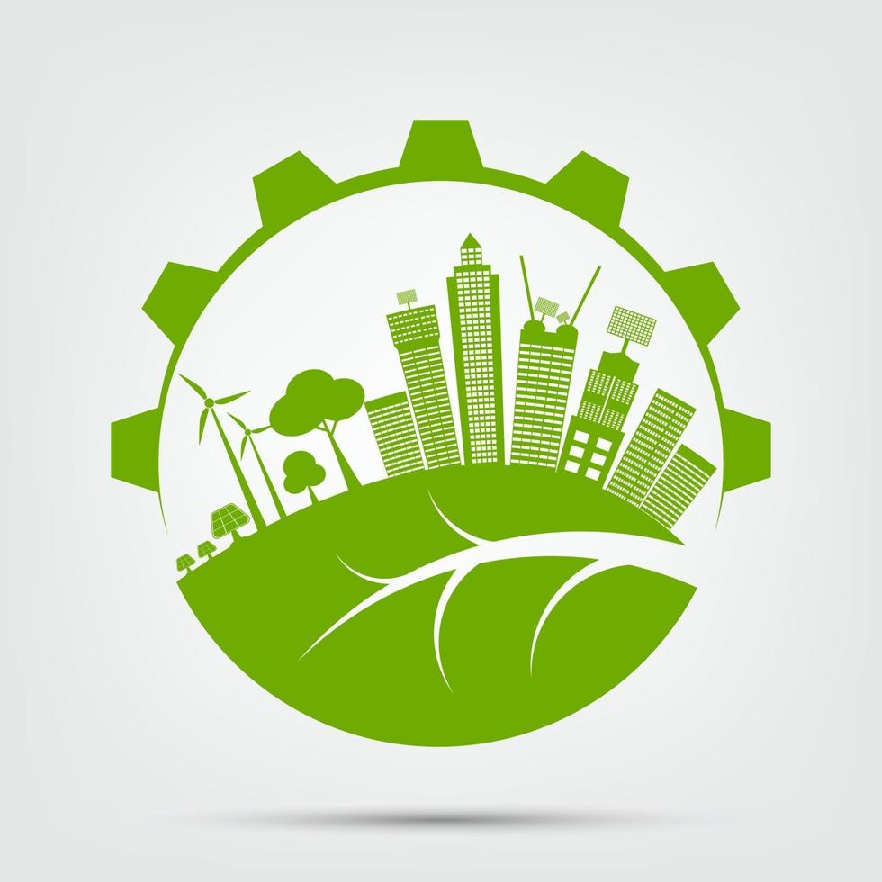 Ecology town concept and environment With Eco-Friendly Ideas,Vector Illustration vector
