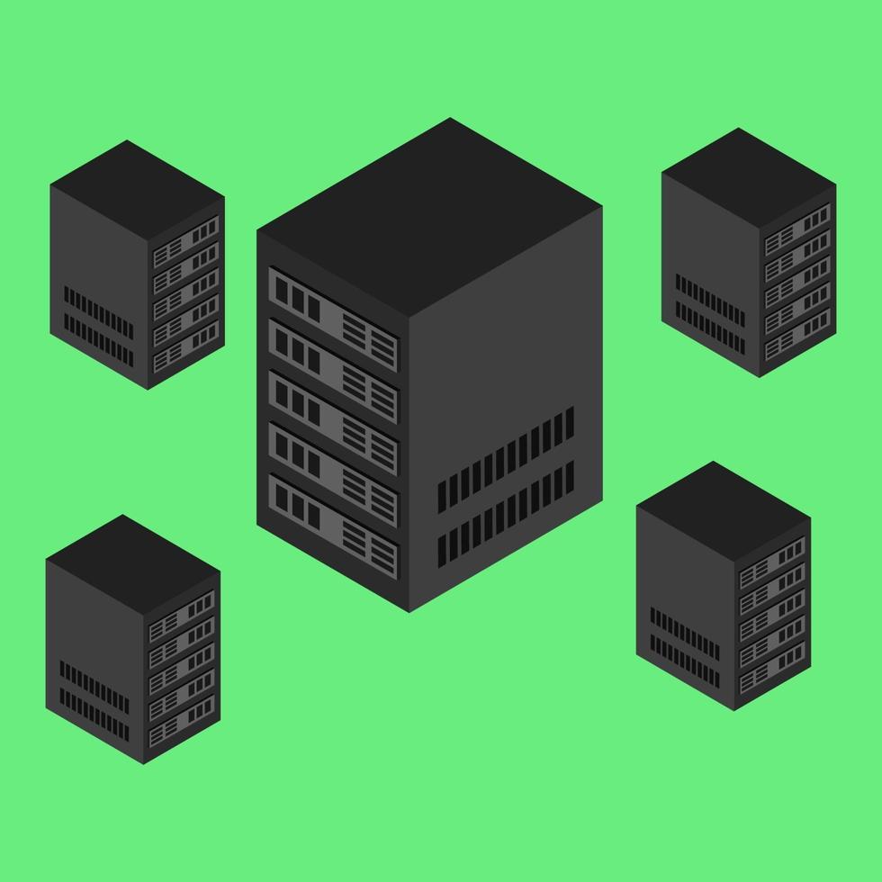 Isometric Server Database On Background vector