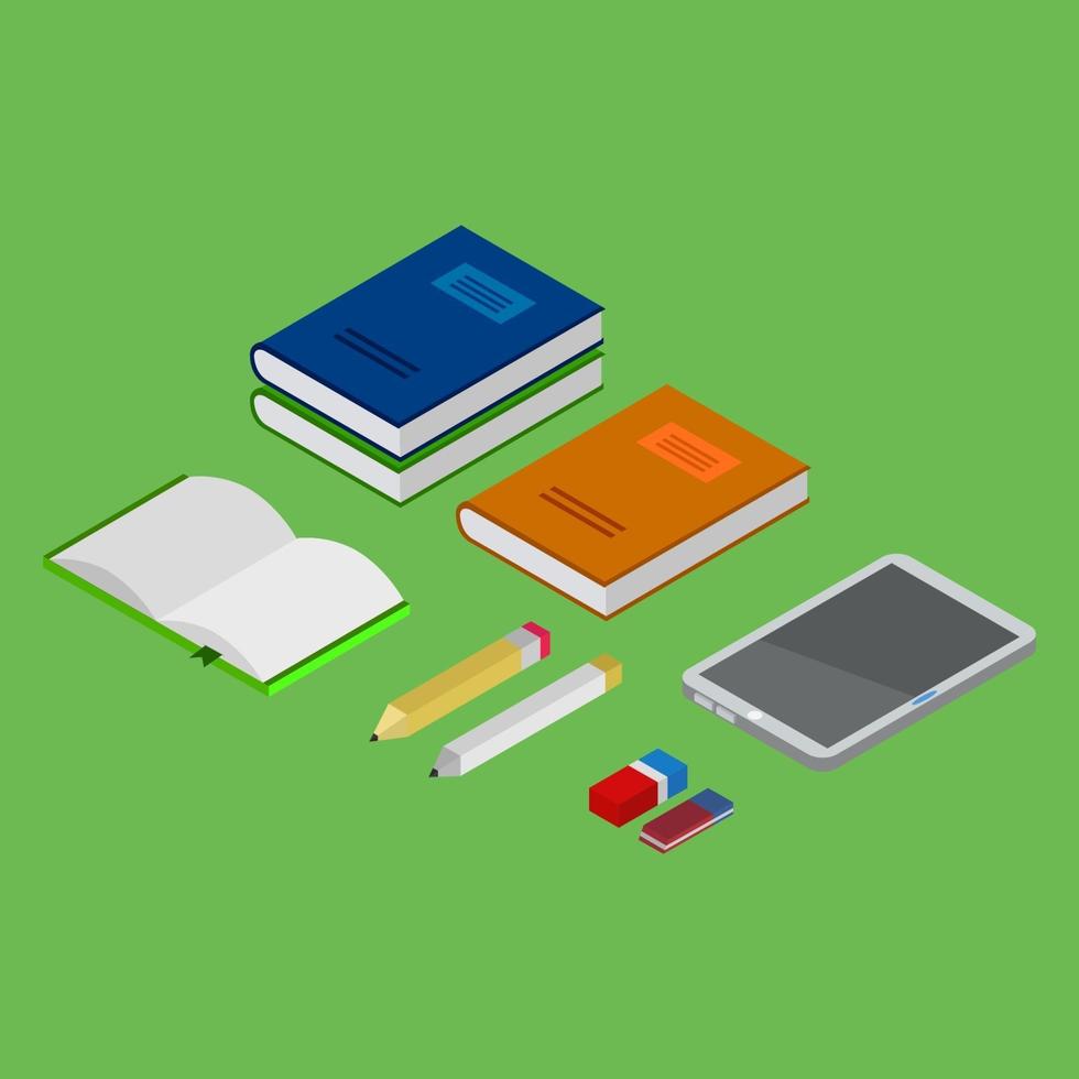 Desk With Isometric Books vector