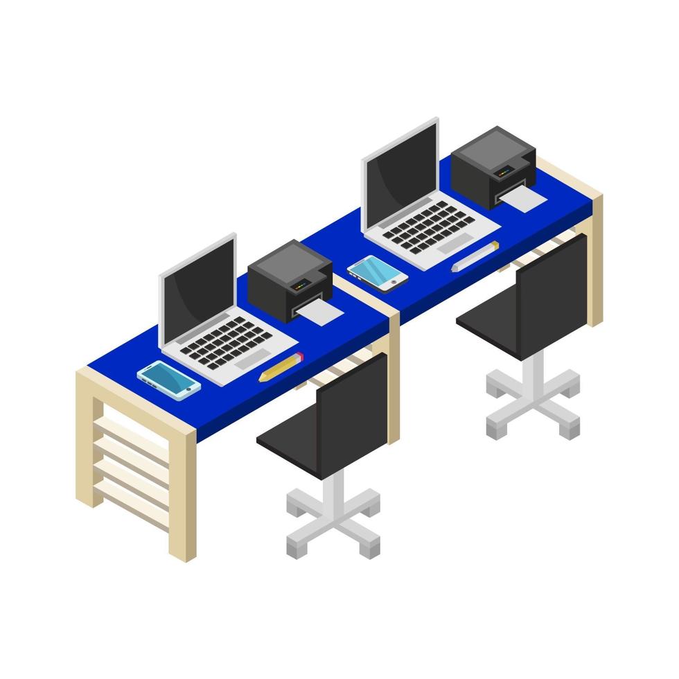 escritorio de oficina isométrico vector