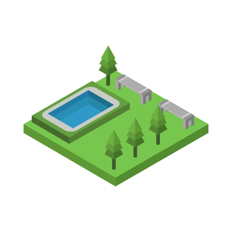 Isometric Swimming Pool On Background vector