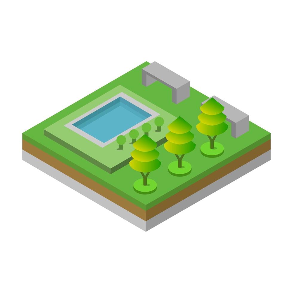 Isometric Swimming Pool On Background vector