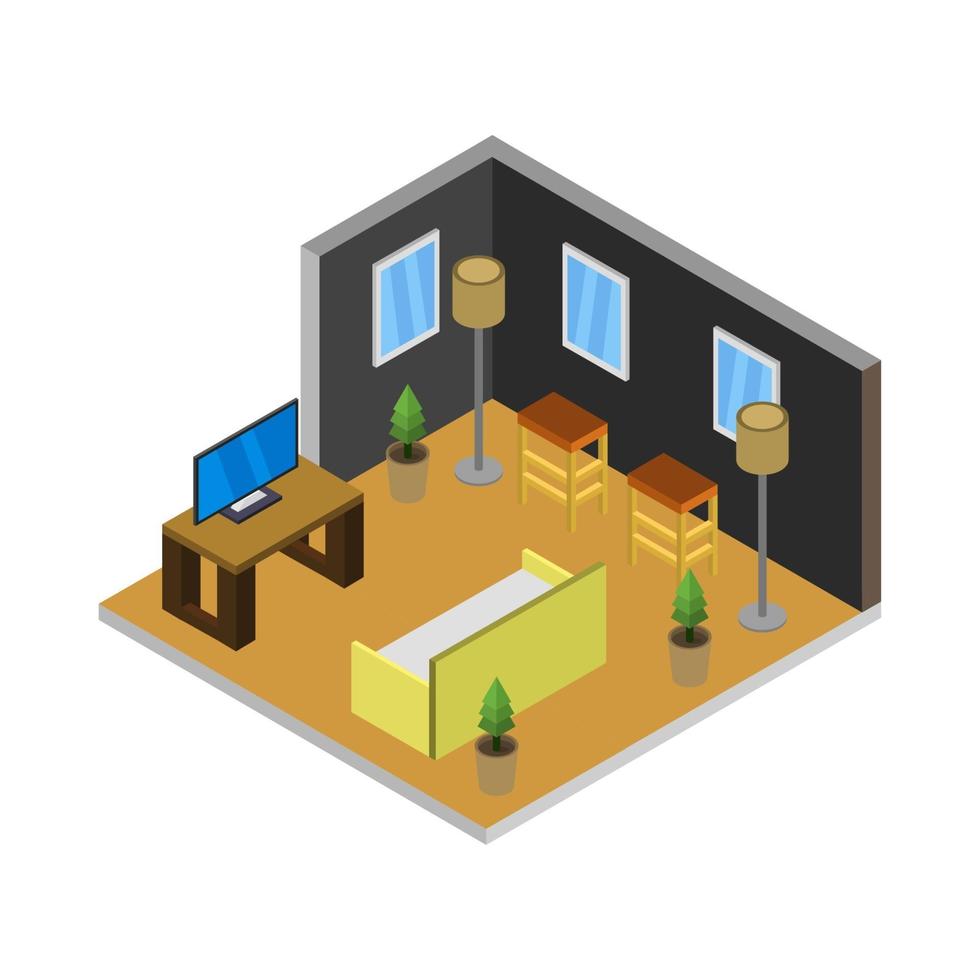 Isometric Lounge Room vector