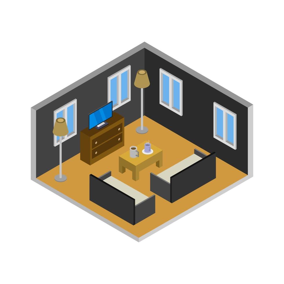 Isometric Lounge Room vector