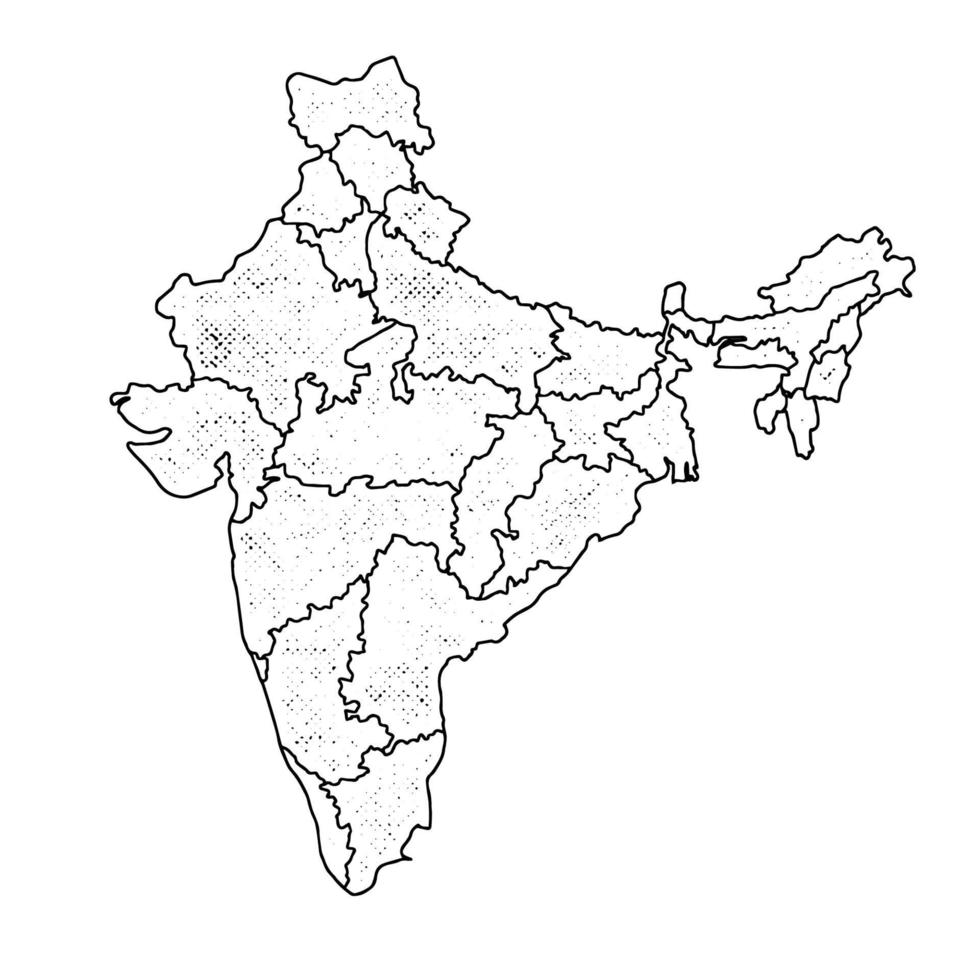 mapas dibujados a mano de la ilustración de vector de india sobre fondo blanco