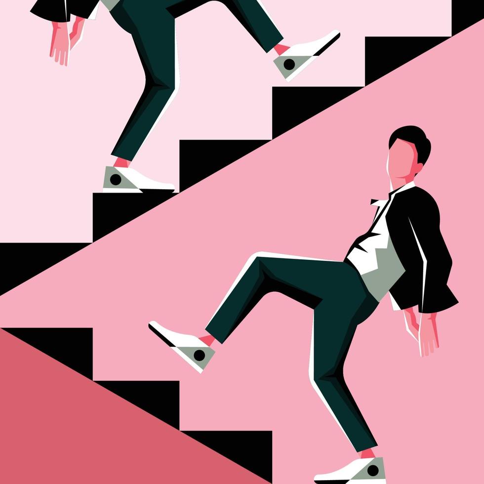 Stay Walk, Go To Up Straight Flat Vector Illustration