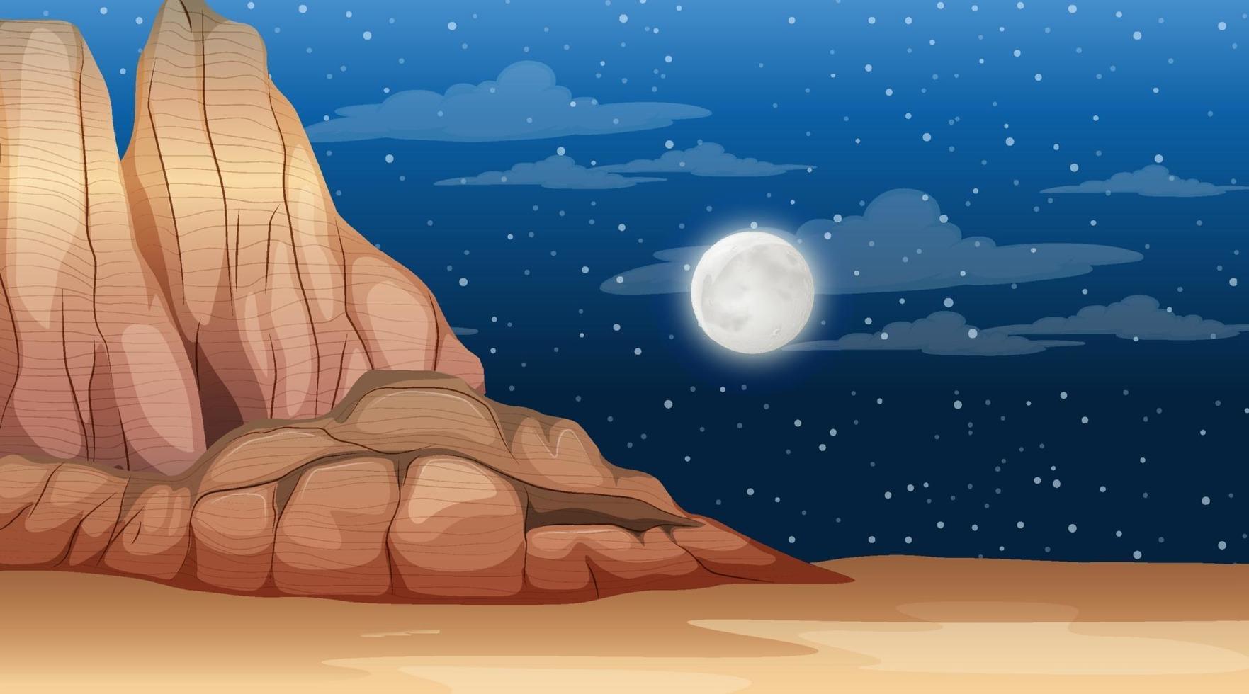 Desert forest landscape at night scene vector