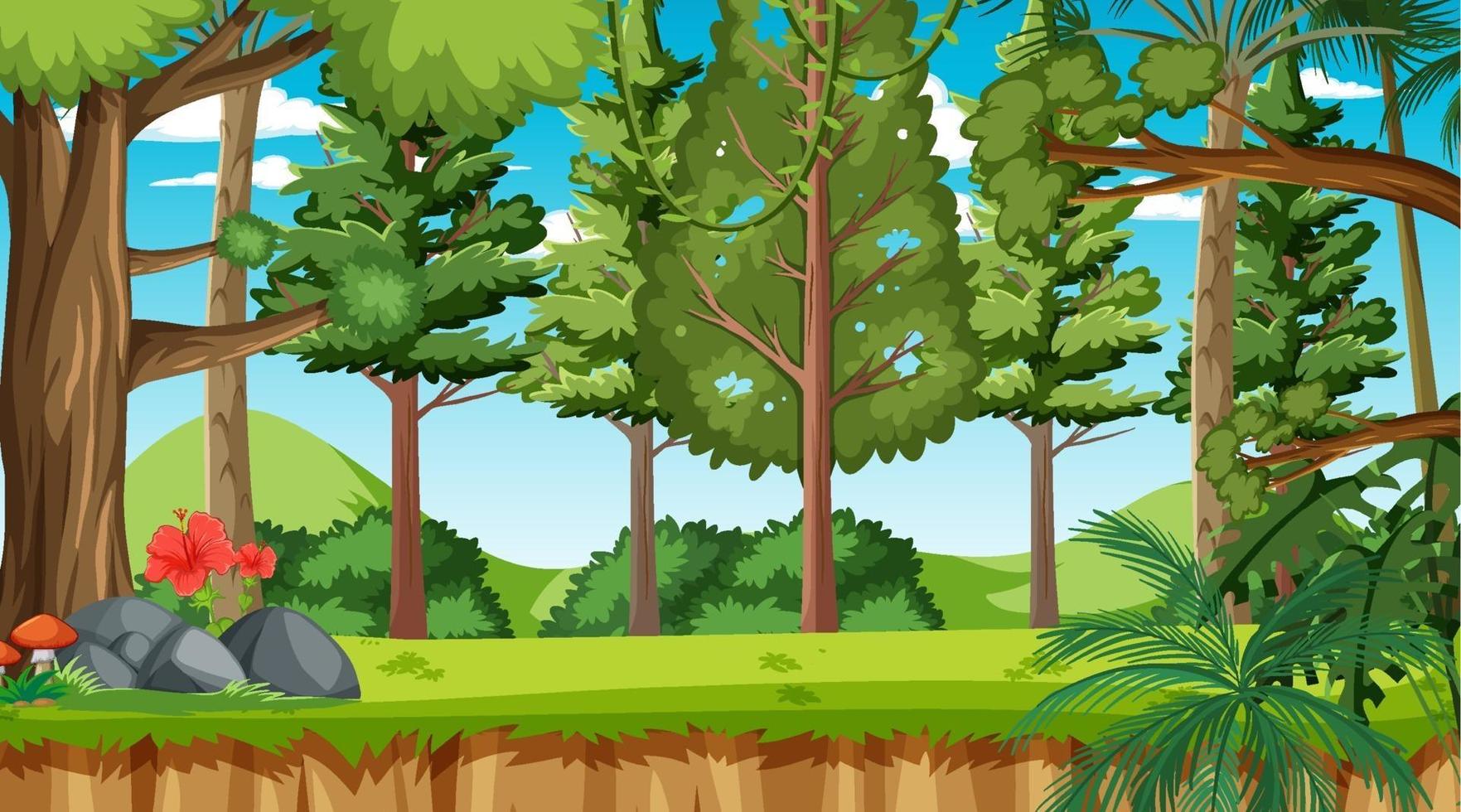 Nature forest landscape scene at daytime vector