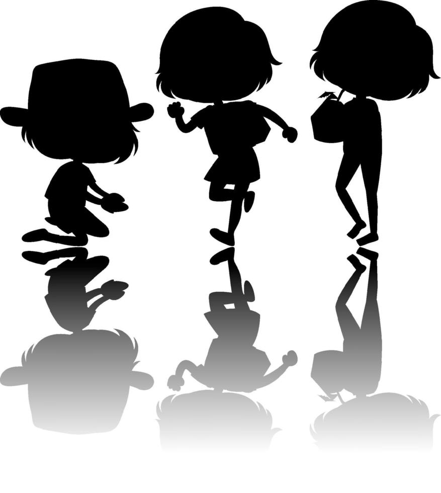 Set of kids silhouette with reflex vector