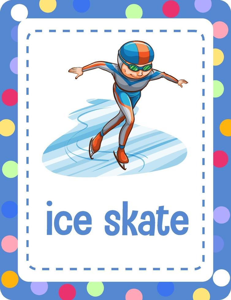 Vocabulary flashcard with word Ice skate vector