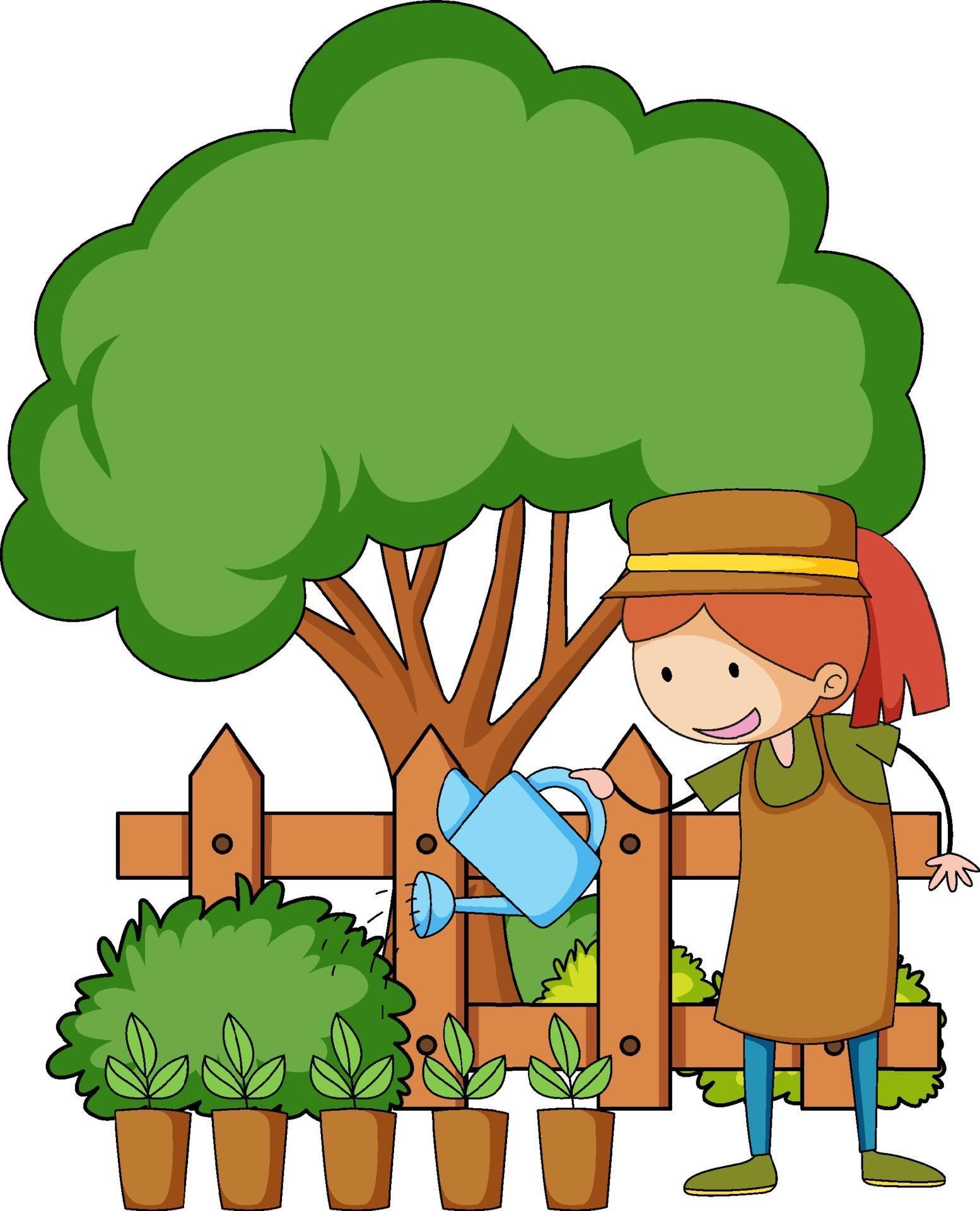 personaje de dibujos animados de niños pequeños en el jardín 2371871