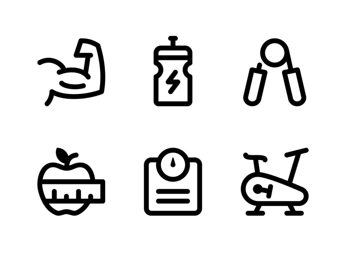 Simple Set of Fitness Related Vector Line Icons