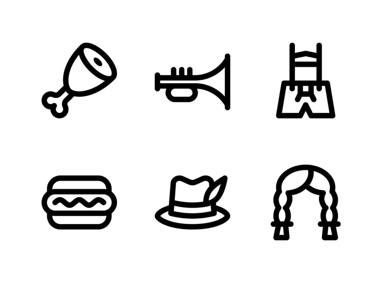 conjunto simple de iconos de líneas vectoriales relacionadas con el oktoberfest vector